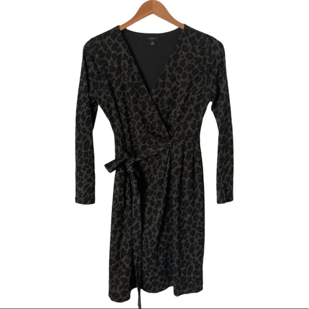 Ann Taylor Petite Cheetah Leopard Animal Front Faux Wrap Dress Size XSP
